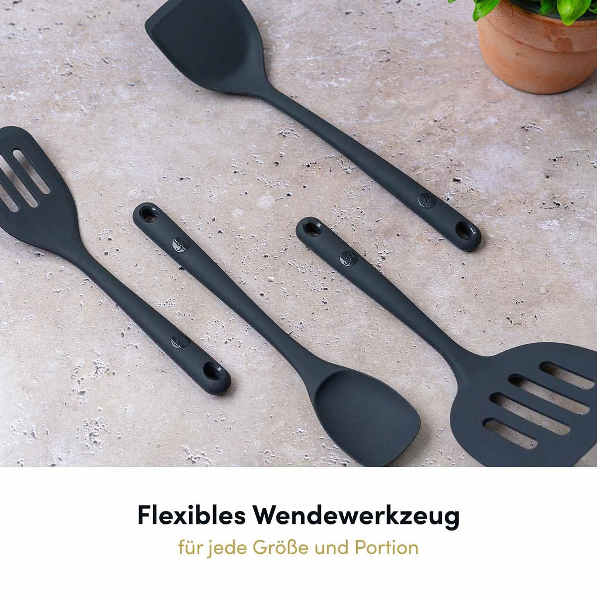 Hoffmann Küchenhelfer-Set, Anthrazit, Silikon-Edelstahlkern, Spülmaschinenfest, Hitzebeständig, Antihaft, Küchenutensilien-Set, Vorteilsset (16-teilig)