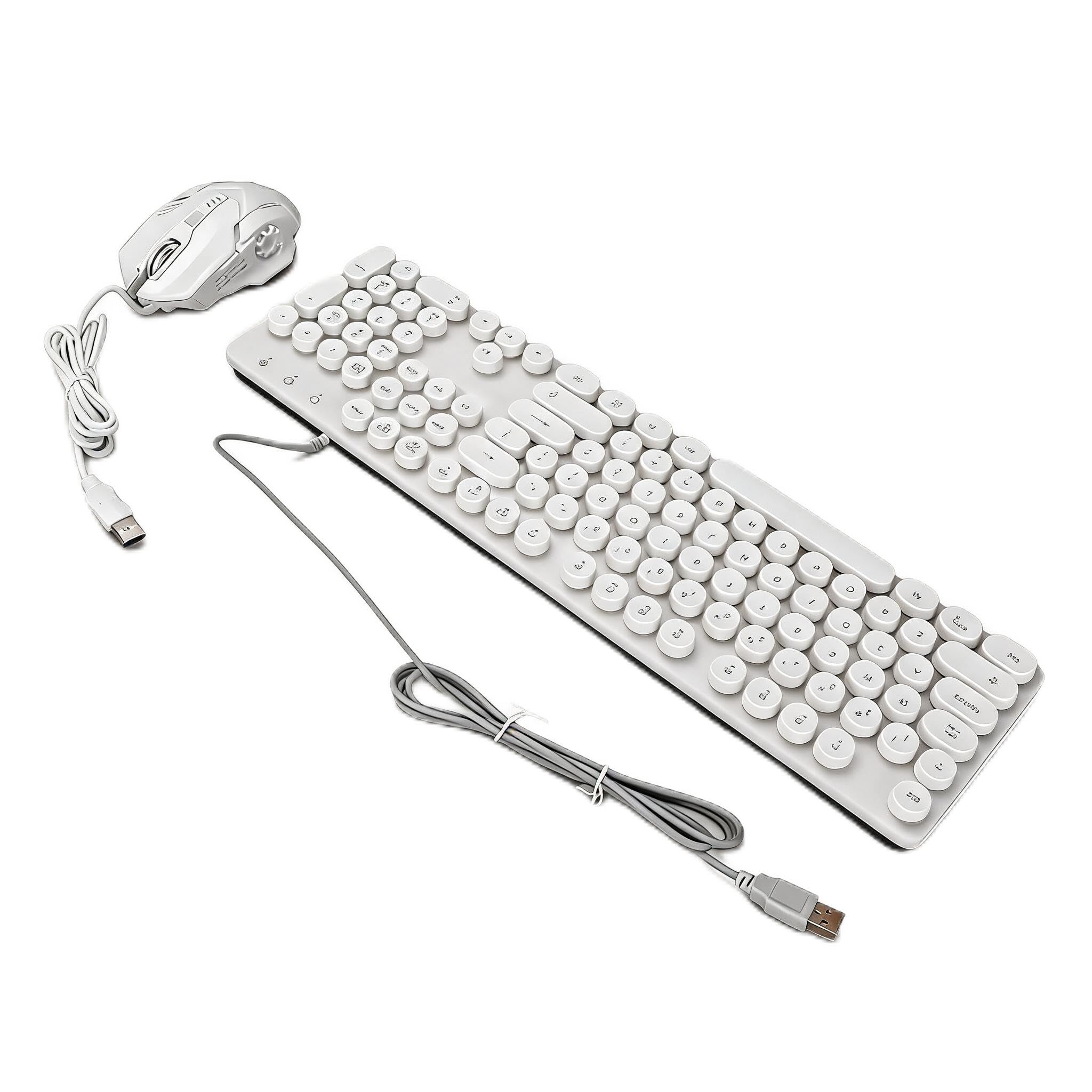 Tastiera da gioco cablata e mouse combinato, 104 tasti RGB retroilluminato tastiera meccanica Gaming Mouse Set 3600 DPI, per giocatori PC (bianco)
