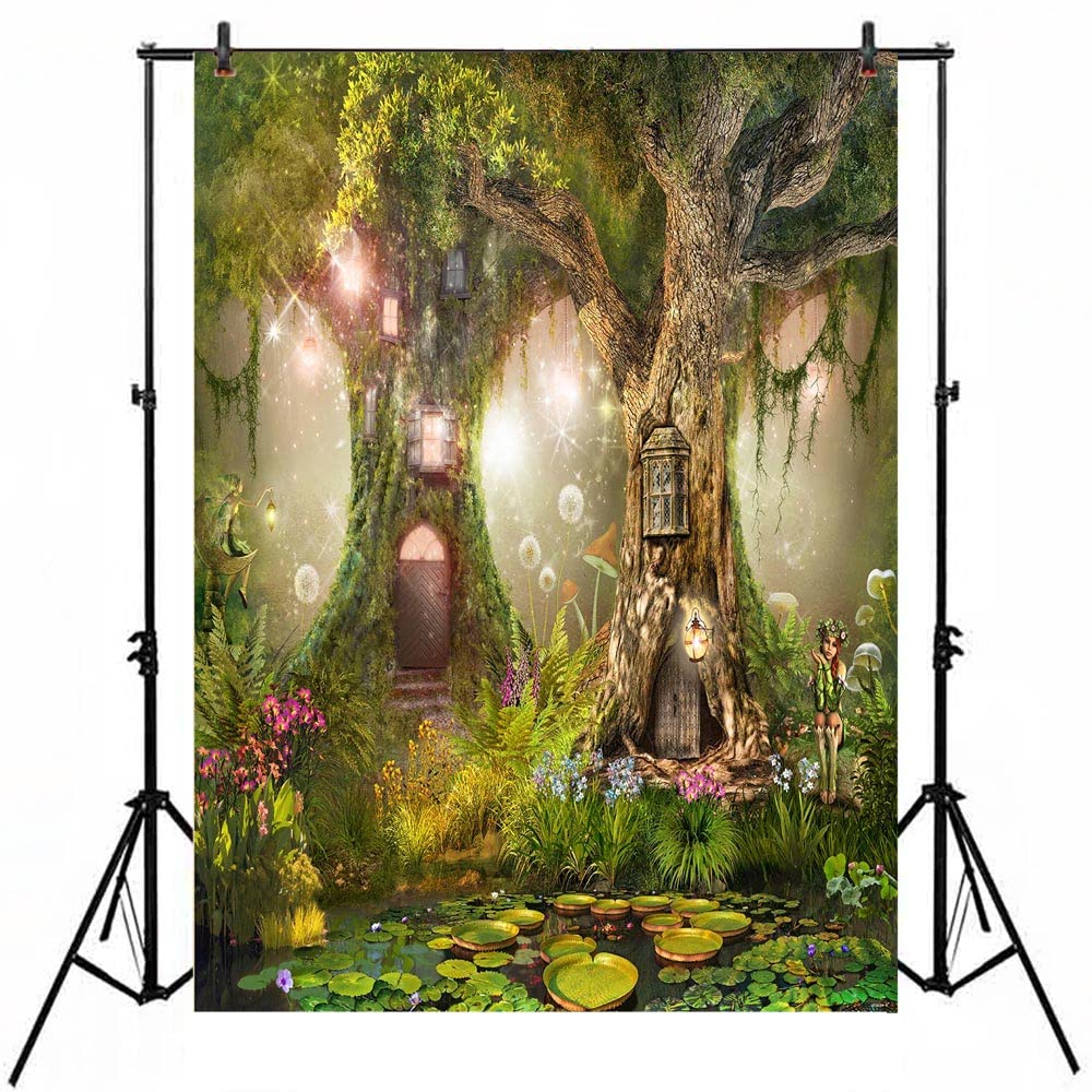 Enchanted Forest Backdrop 5x7ft Fairy Tale Forest Background Vinyl Baby Shower Backdrop for Girl 1st Birthday Activities for Party Backgrounds Banner Newborn Kids Children Backdrops for Photo Studio