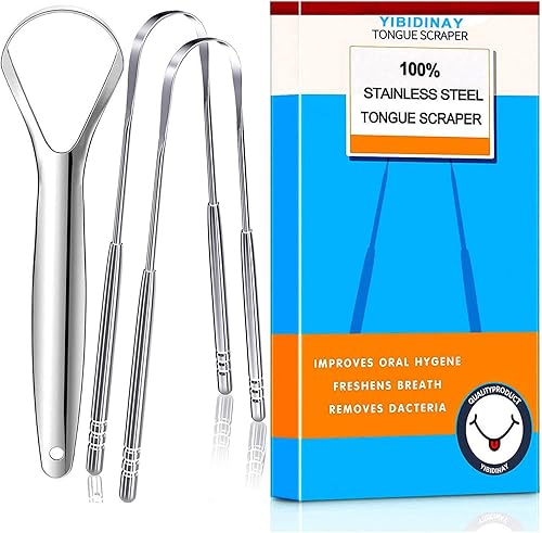 Miniatura 1 de Raspador de lengua, limpiador de lengua, combate el mal aliento, limpiador de acero inoxidable 100% de grado médico, ideal para el cuidado bucal,