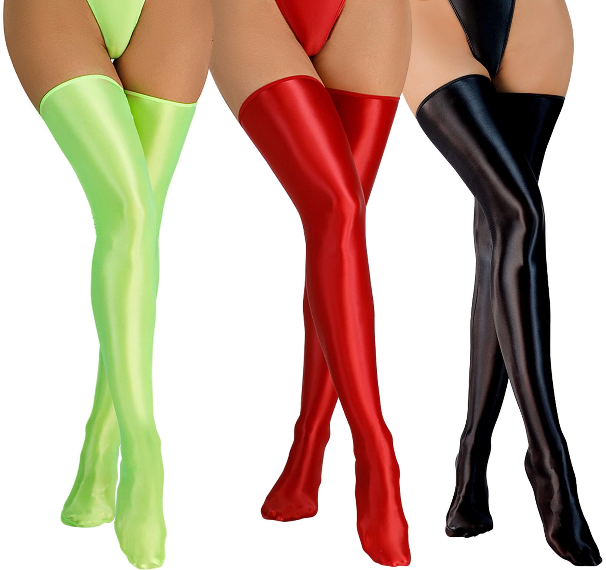 SEAUR Glänzende, ölige, glänzende, blickdichte Oberschenkelstrümpfe für Damen, leuchtend sexy Strumpfhose, nahtlos, glatte Strumpfhosen