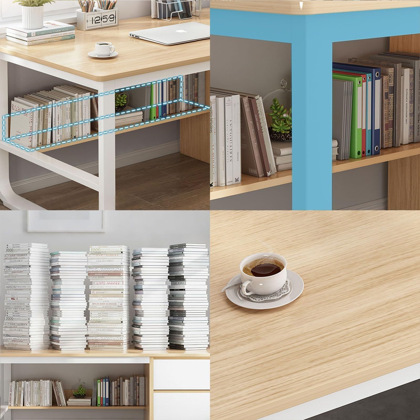Mesa de Ordenador para Oficina Mesa Escritorio de Madera Estructura Metal con 3 Cajones Estación Trabajo para Teletrabajo, Estudio, Dormitorio, Oficina En Casa A,120CM