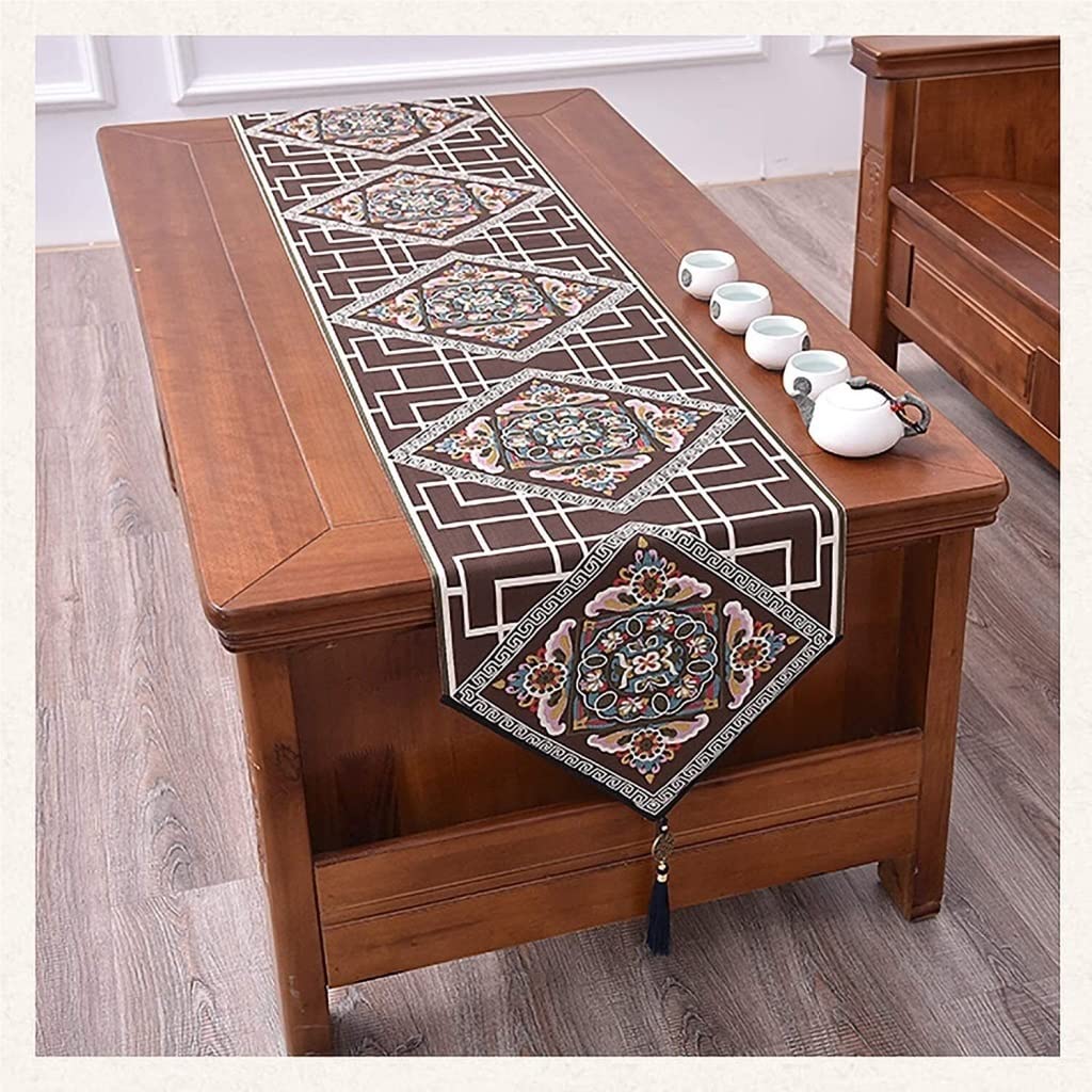 Runner Tavola per Tavolino da caffè Nuovo Runner Cinese Zen Tovaglia da tè Decorazione Semplice della Bandiera del Letto Centro Tavola Moderno(34X270cm)