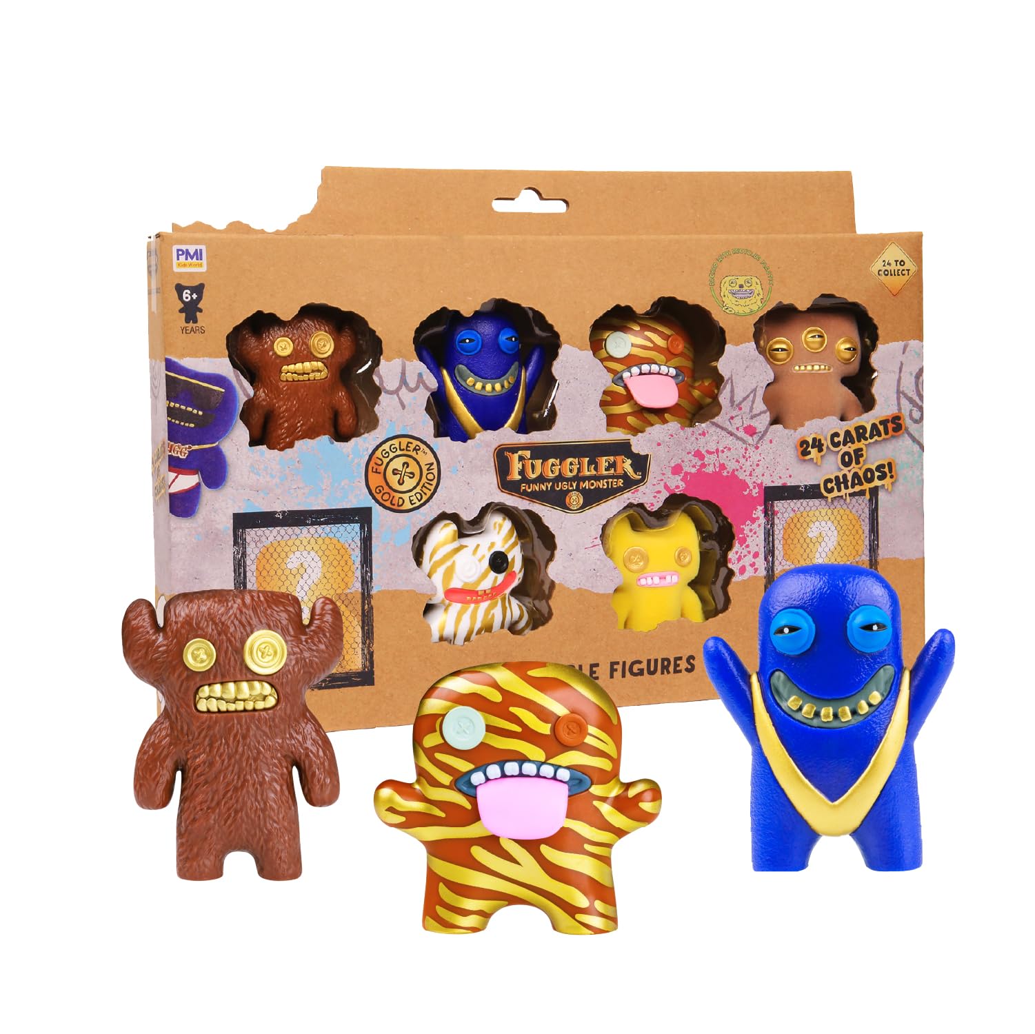 Fuggler Gold Edition Collectible Figures 8 Pack Deluxe Box Mystery Characters 24 Styles Rare Ultra Rare Hidden Figures Official Toy C