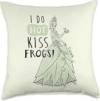 Vista 5 de Disney Princess Tiana I Do Not Kiss Frogs - Almohada de 15.7 x 15.7 in, multicolor
