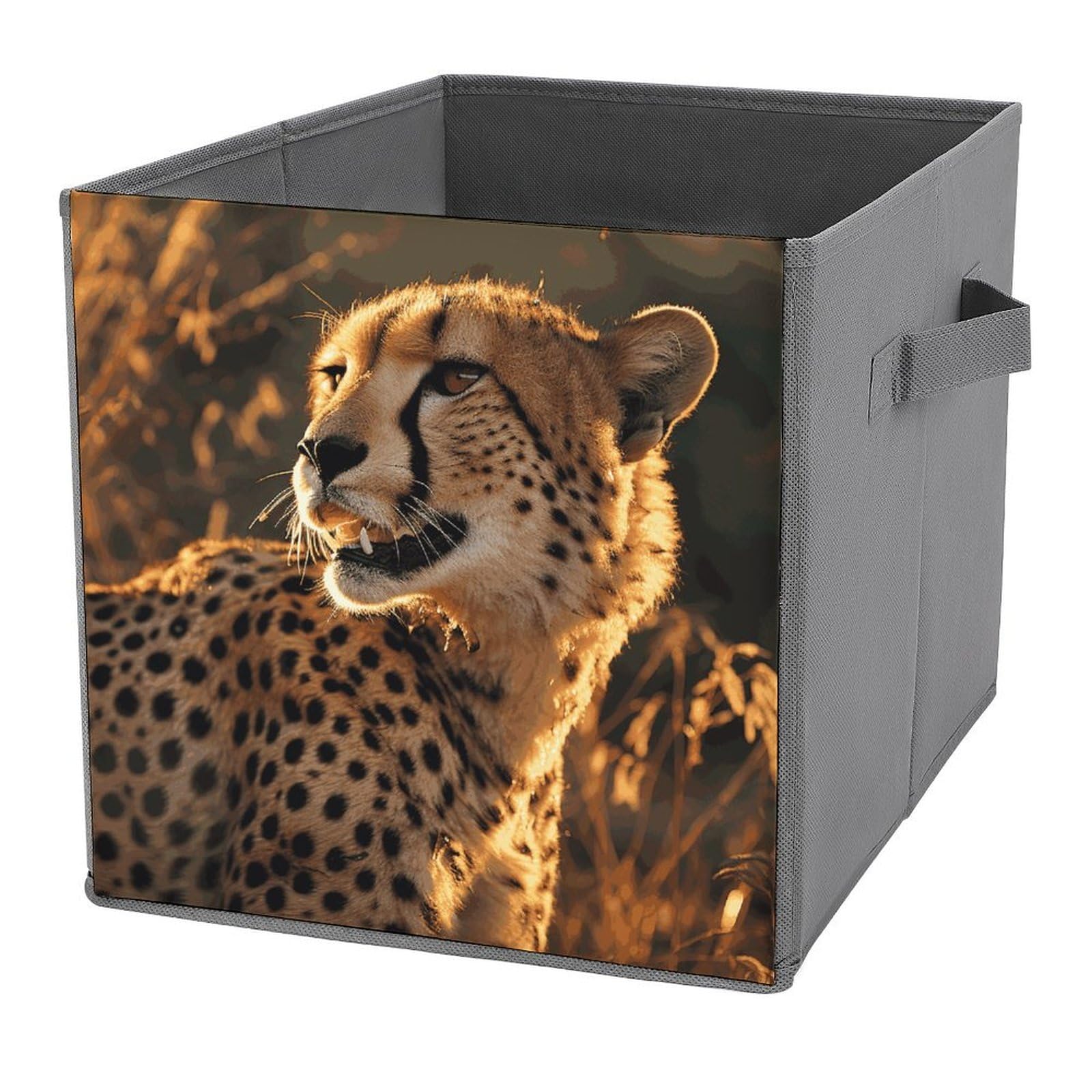 NONHAI Collapsible Storage Bins with Dual Handles Fabric Storage Basket Foldable Cubes Organizer Baskets Cheetah Storage Boxes for Organizing Clothing Cube Storage Organizer Bins