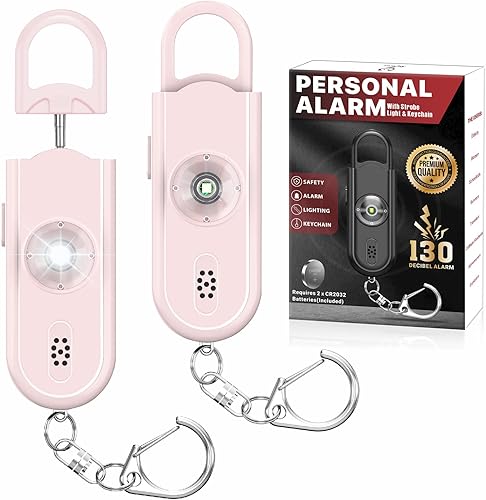 Miniatura 15 de Alarma de seguridad personal para mujeres y niñas, sirena fuerte de 130 dB con llavero, luz estroboscópica SOS, linterna, altavoces dobles que