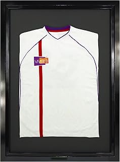 Vivarti DIY Junior - Marco de exhibición para camisa deportiva (50 x 70 cm), color negro brillante, marco interior negro, tarjeta trasera negra