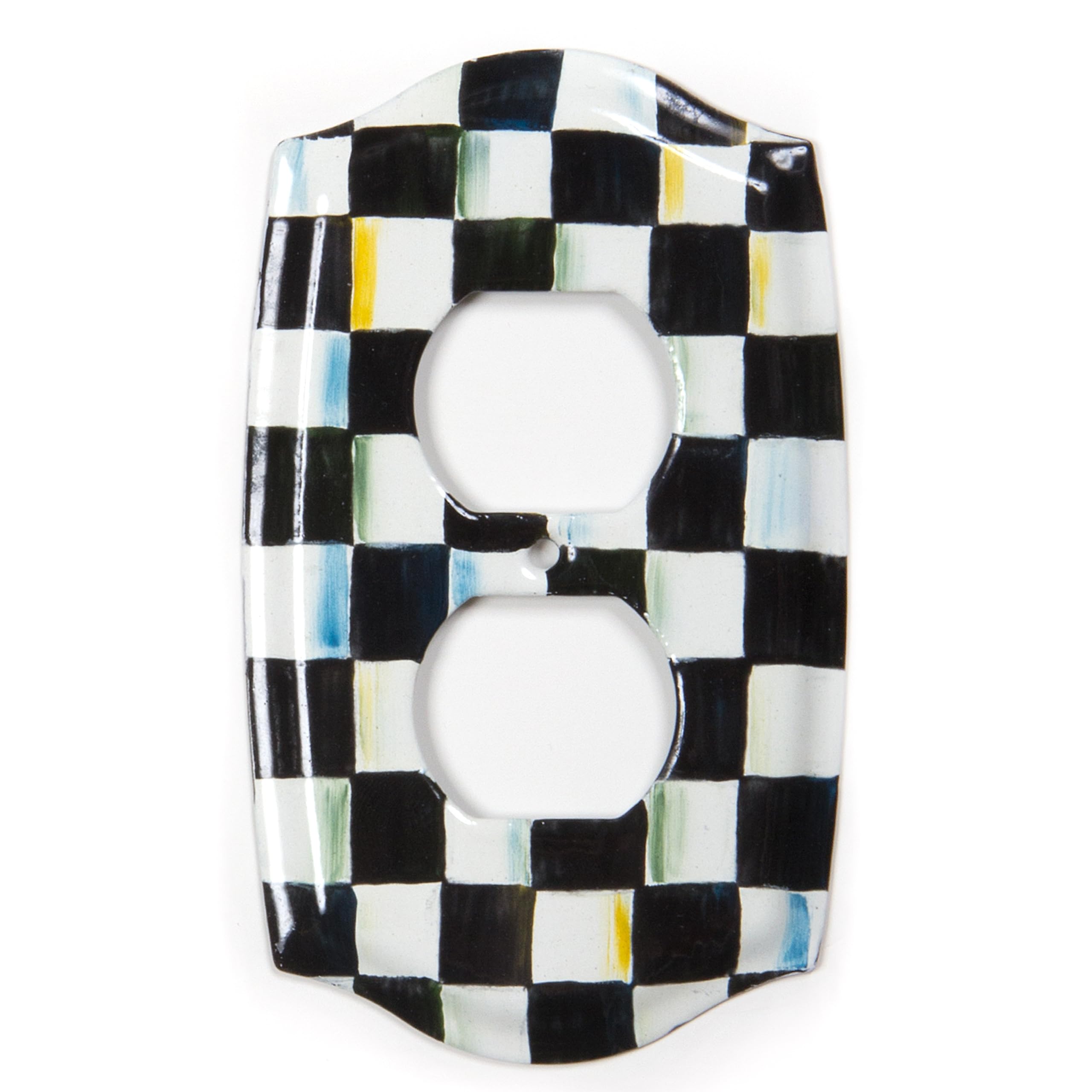 MacKenzie-Childs Mocha Check Outlet Cover -2 MacKenzie-Childs Mocha Check Outlet Cover -2