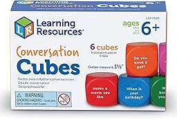 Learning Resources Dadi da Conversazione, età 6+, Set di 6 Dadi in Schiuma con 36 Domande, Stimola Il Linguaggio, Ascolto e Abilità Sociali, attività per Classe e Casa