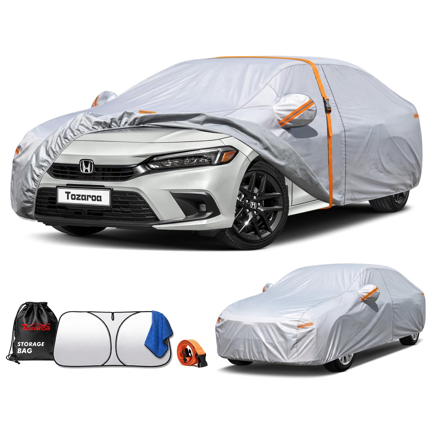 Car Cover Waterproof All-Weather,Heavy-Duty Outdoor Full Exterior Automobiles Sedan/Coupe (Length 186-193 inch) with Windshield Sun Shade Universal Fit Ford Mustang,Chevy Camaro/Corvette etc — view 30