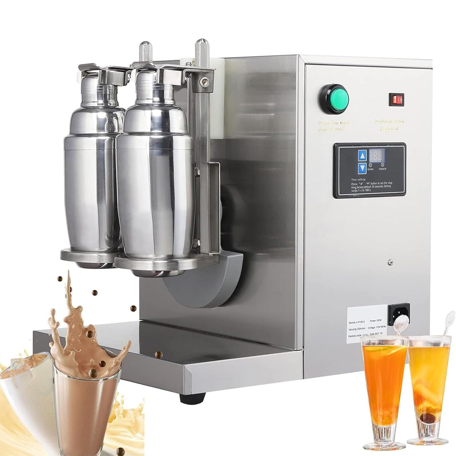 Macchina elettrica per agitatore per tè al Latte con Doppia Testa per frullare Cocktail di Succo di tè al caffè al Latte e Vino a 360 °, agitazione Automatica a 400 Giri/min