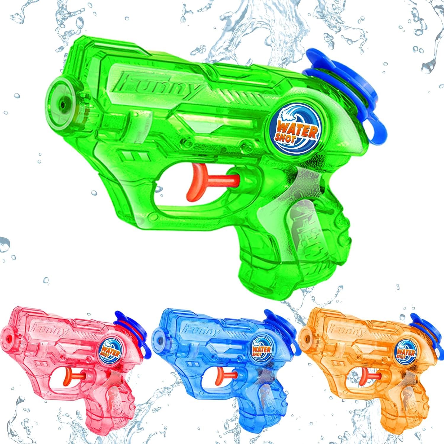 JOYVOVO 4 Pack Mini Water Gun Toys for Kids, Summer Water Pistol Outdoor Water Blaster Squirt Gun for Garden Beach Pool Party Games Favour Loot Bag Fillers for Boys and Girls, Easy to Use Lightweight