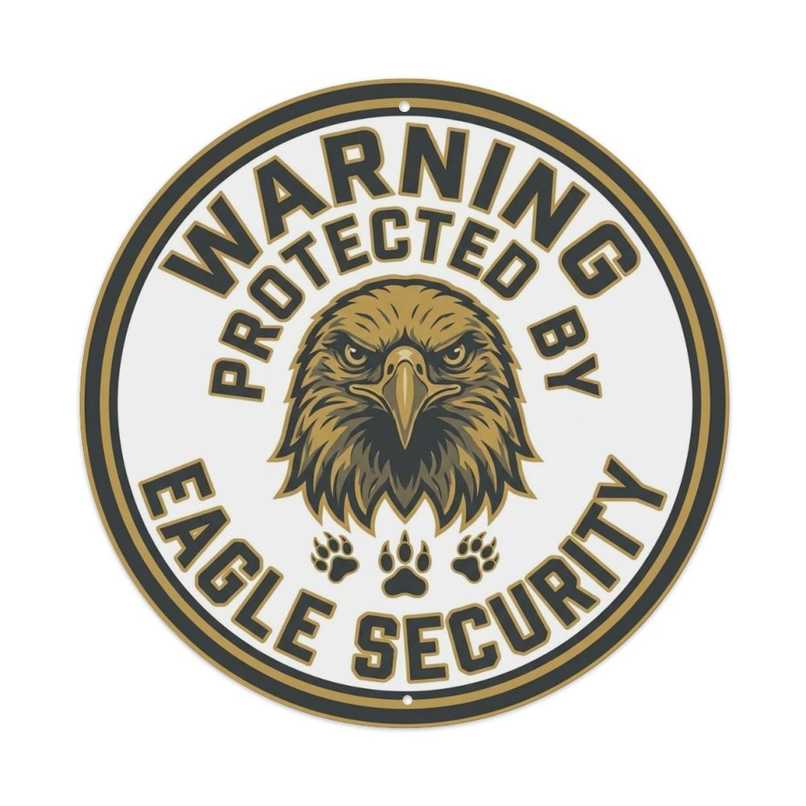 Eagle Bird Security Warning Vintage Orange Metal Tin Sign