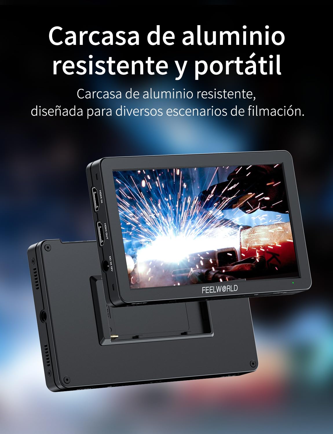 FEELWORLD T6 Monitor de Campo de 6 Pulgadas Carcasa de Aluminio con batería F550 2200mAh y Bolsa, Waveform LUT HDR 4K HDMI 1920x1080 IPS Ligero para Vloggers Fotógrafos Creadores de contenidos