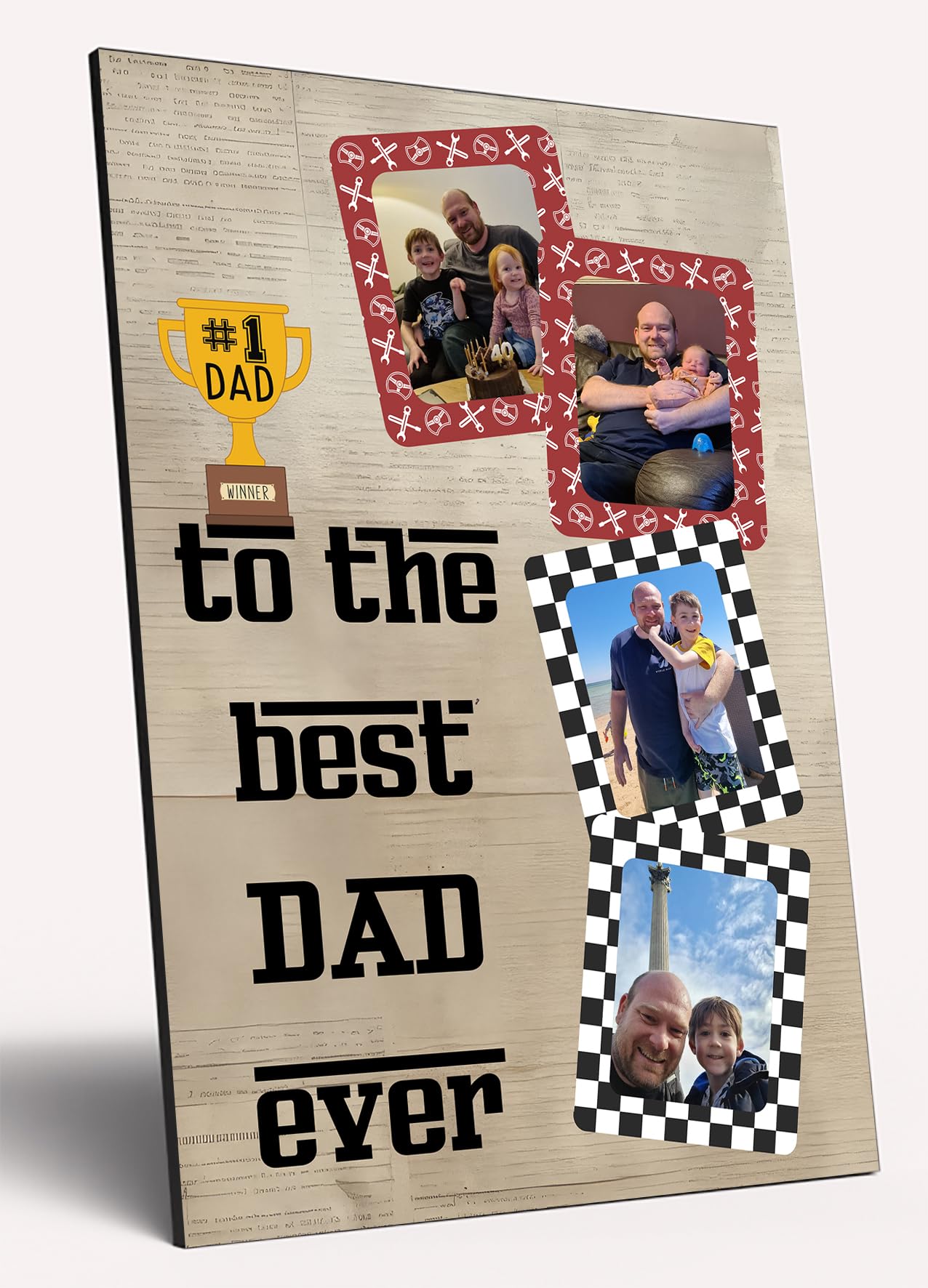 The Plum Penguin Personalised Dad Photo Gift from Kids Father's Day Memories Birthday Christmas Celebrate Custom Large Wooden Plaque for Best Dad Grandad