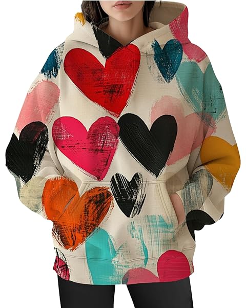 Womens Cat Print Hoodies Trendy Funny Cat Graphic Long Sleeve Sweatshirt Y2k Street...