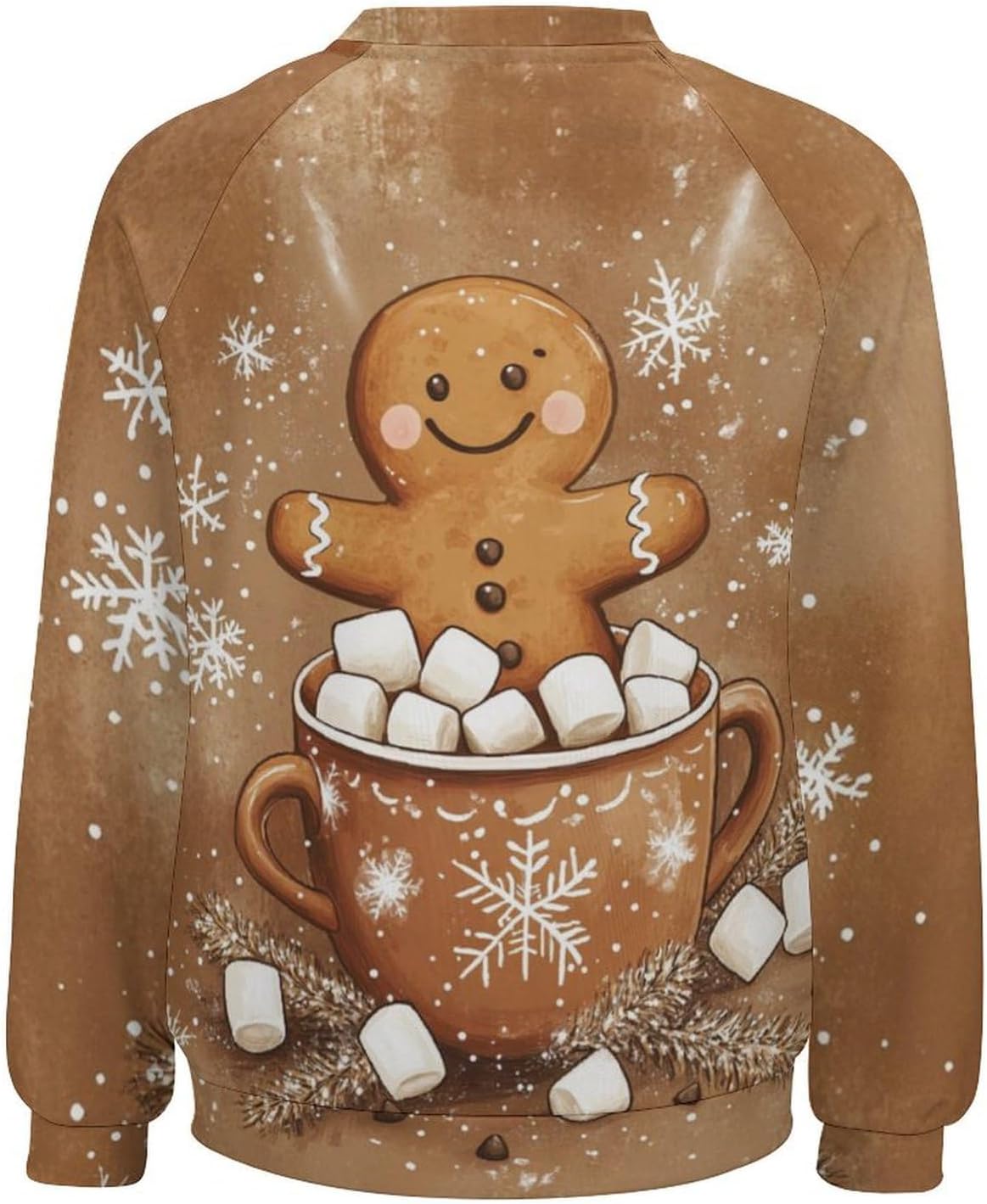 Gingerbread Sweatshirt Women Pullover Crewneck Oversized Cute Graphic 2024 Winter Fashion Holiday Vintage Blouses - Image 5