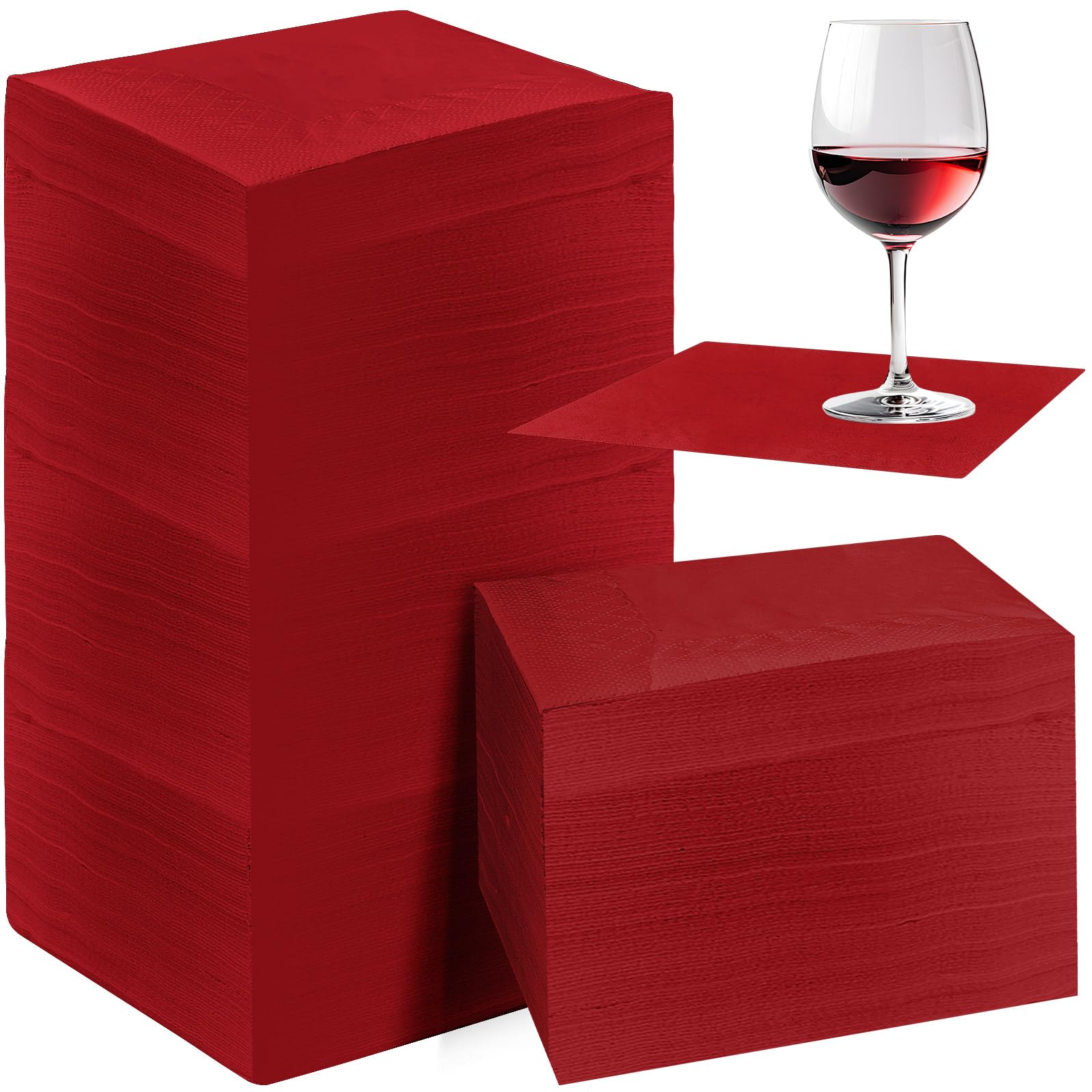 1000 servilletas de cóctel de papel, servilletas de bebidas a granel, servilletas desechables para boda, servilletas elegantes para fiestas y eventos de restaurante (rojo)