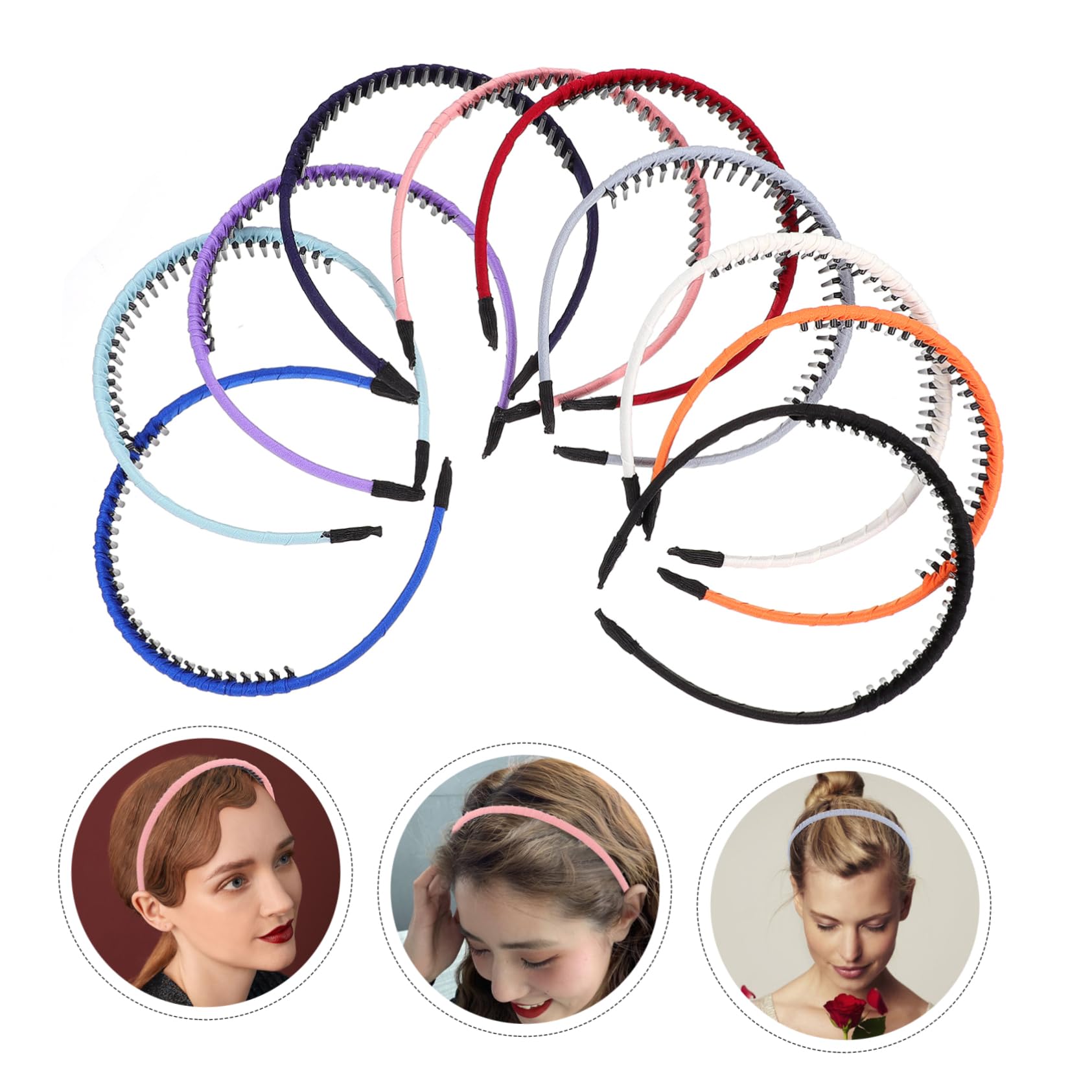 FRCOLOR 30pezzi Cerchietti Dentati Tessuto Per Accessori Antiscivolo Per Donne e Ragazze Eleganti e Comodi Per Ogni Occasione