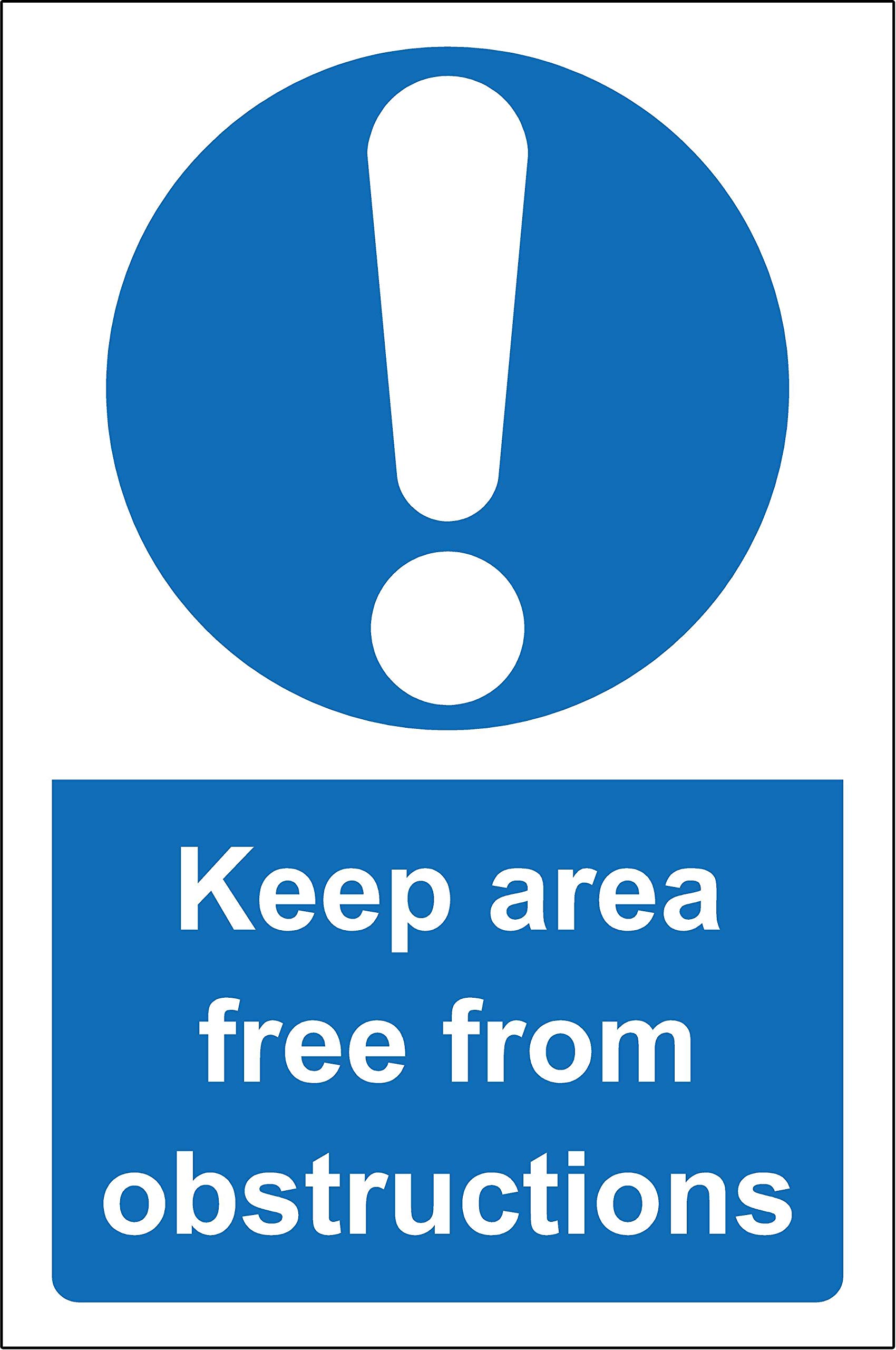 Keep area free from obstructions Safety sign - 1.2mm Rigid plastic 200mm x 150mm
