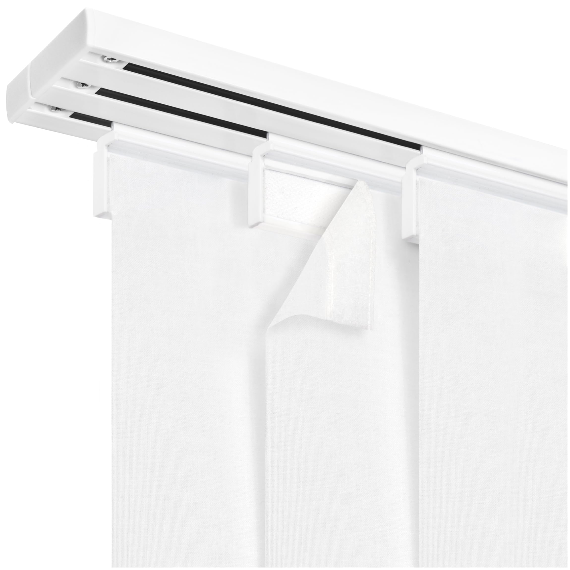 Kit de rails pour panneaux en tissu avec auto-agrippant, montage au plafond - 3 voies, support mural + bande auto-agrippante, aluminium, kit de 3 rails et 6 supports pour panneaux en tissu de 60 cm