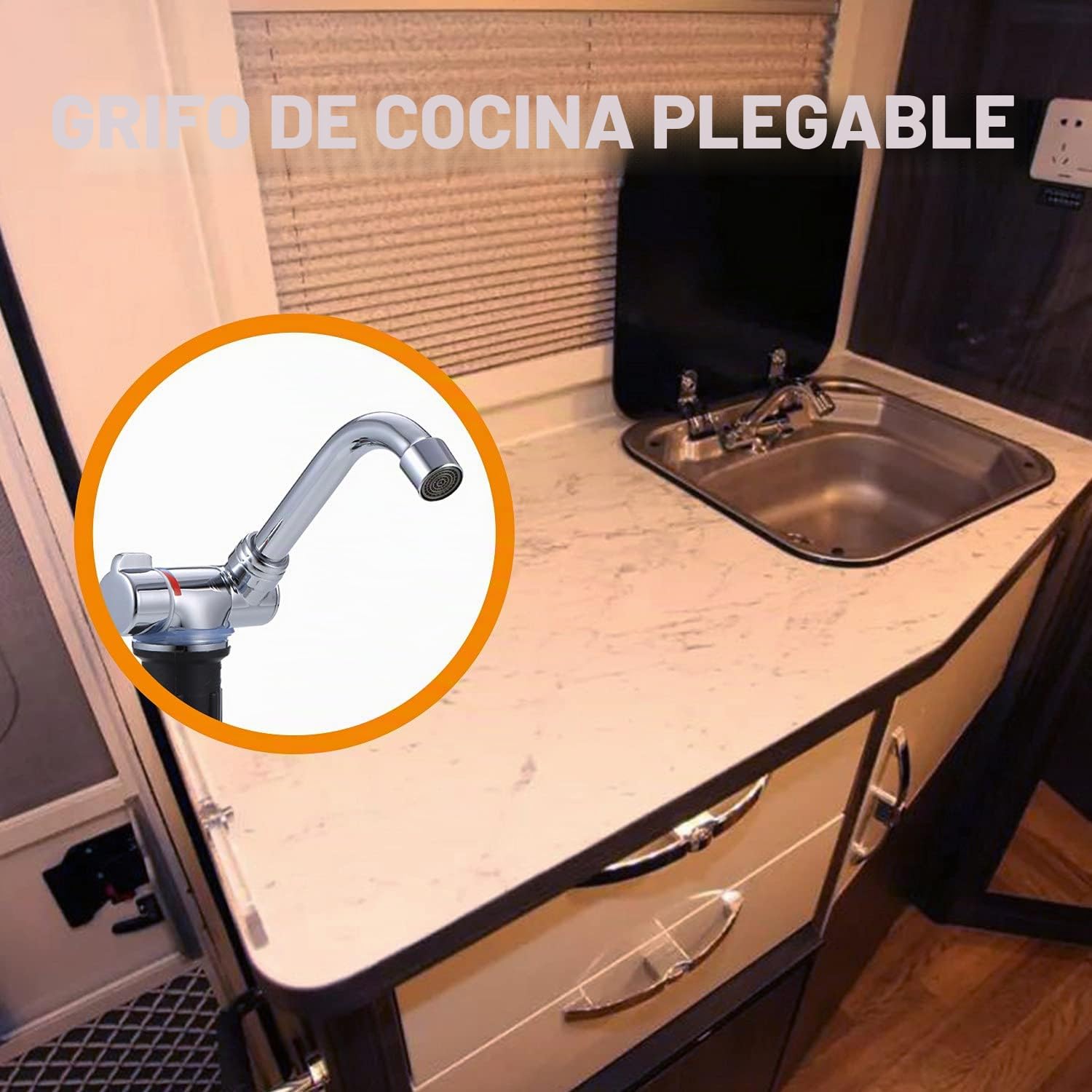 Grifo plegable de chenilla rotación de 360 grados, grifo de agua fría y , grifo de cobre para barcos