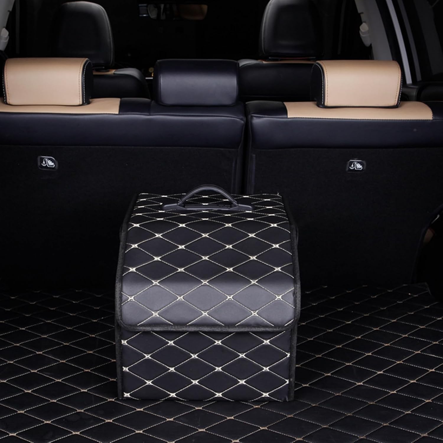 Portable Car Trunk Folding Storage Organizer, Leather Black image 3