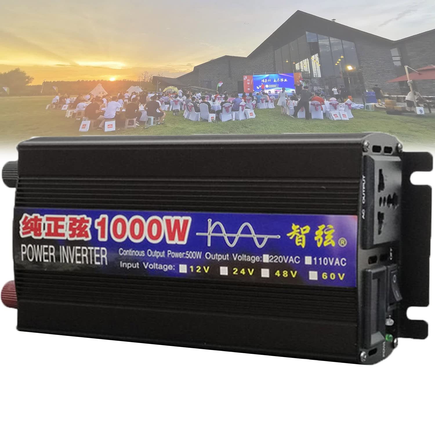 1000W/2000W/3000W/4000W/5000W/6000W/8000W Czysta Fala Sinusoidalna Przetwornica Mocy DC 12V 24V 48V 60V na AC 110V 230V Konwerter Baterii do Domu,Ciężarówki,1000W-12Vto110V