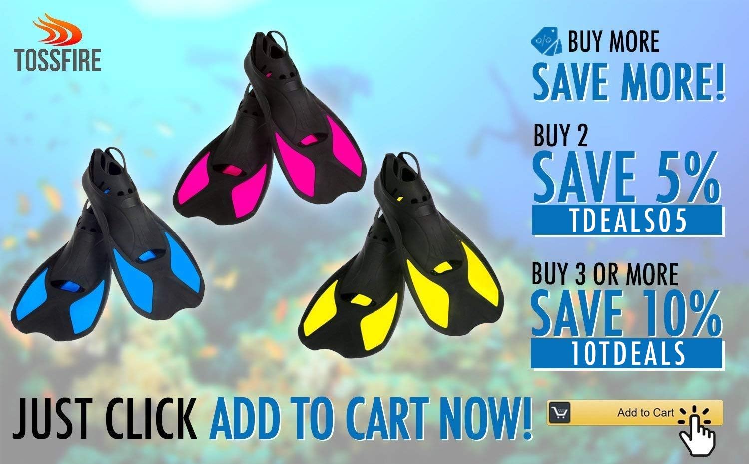 Comfecto Flippers Fins Short Floating Training Swimming Fins Adults for Size M Ankle Width 2.9 Inch Thermoplastic Rubber Travel Fins for Diving Swimming Scuba Snorkeling and Watersports, Blue : Sports & Outdoors