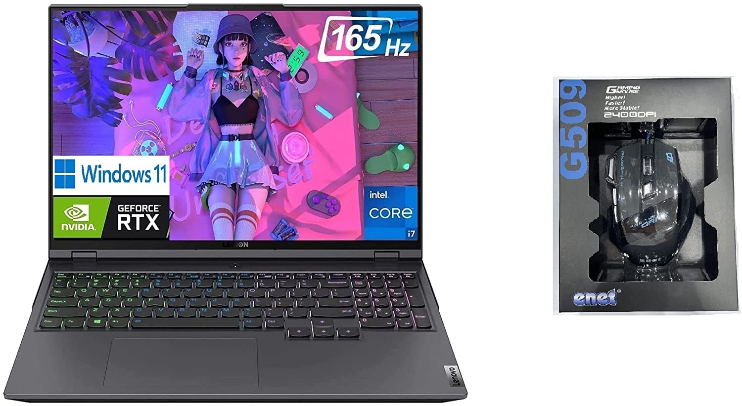 2021 Latest Lenovo Legion 5i Pro Gaming Laptop 16" WQXGA (2560x1600) IPS 500nits Anti-glare, 165Hz Display Core I7-11800H Upto 4.6Ghz 16GB 1TB SSD NVIDIA RTX 3050 4GB RGB Backlit Eng Key WIN10 Gray