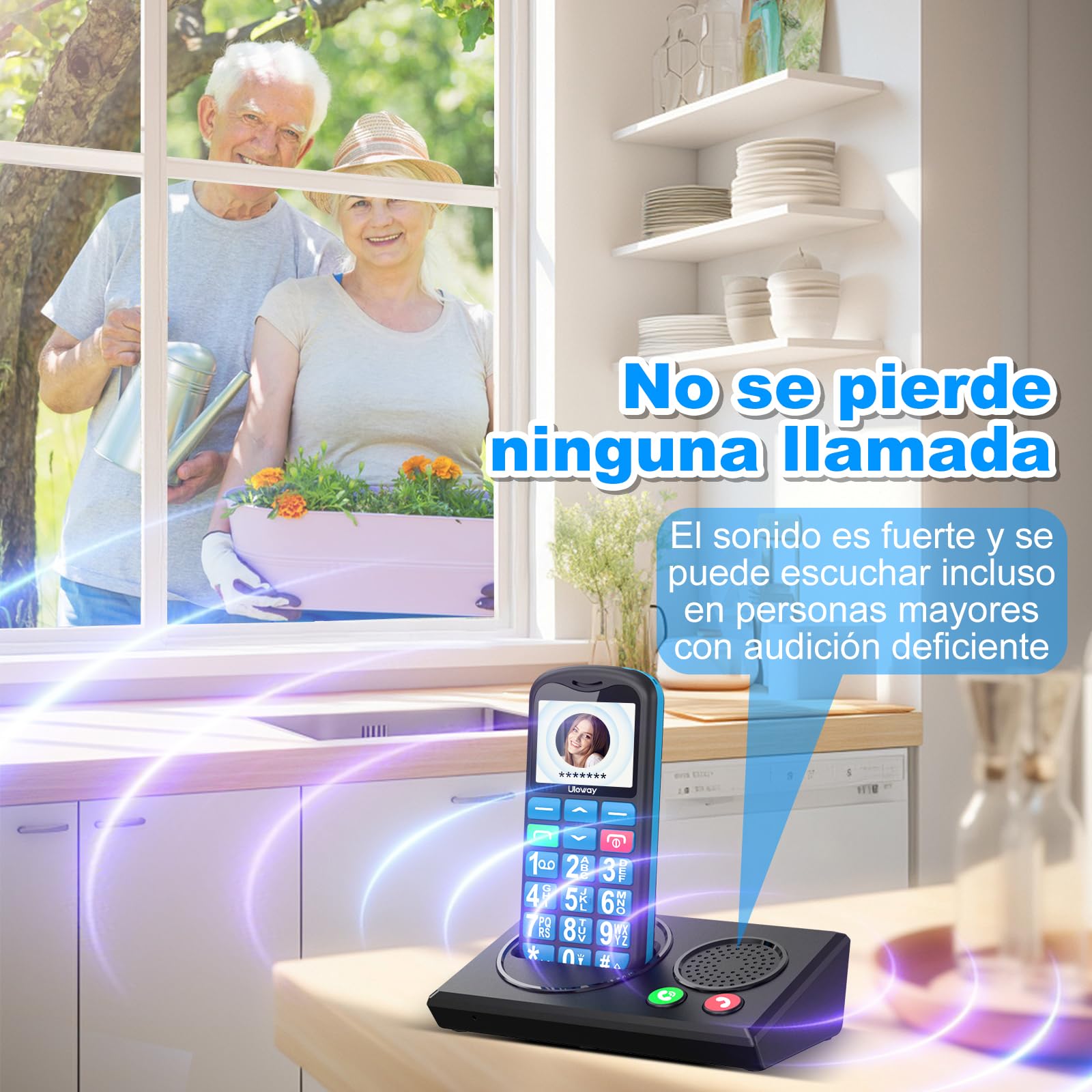 CHAKEYAKE Teléfono Móvil para Mayores 4G Libre, Teléfono para Personas Mayores con Teclas Grandes, Bluetooth y Base de Carga, Volumen Alto, Botón SOS, Marcación Rápida, Radio FM