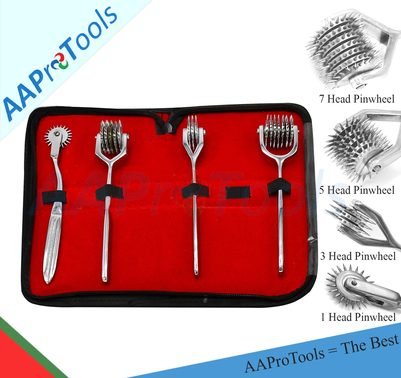 AAProTools Special Edition Pinwheel WARTENBERG Neurological Sensory Diagnostic, 1,3,5,7 Set with Case