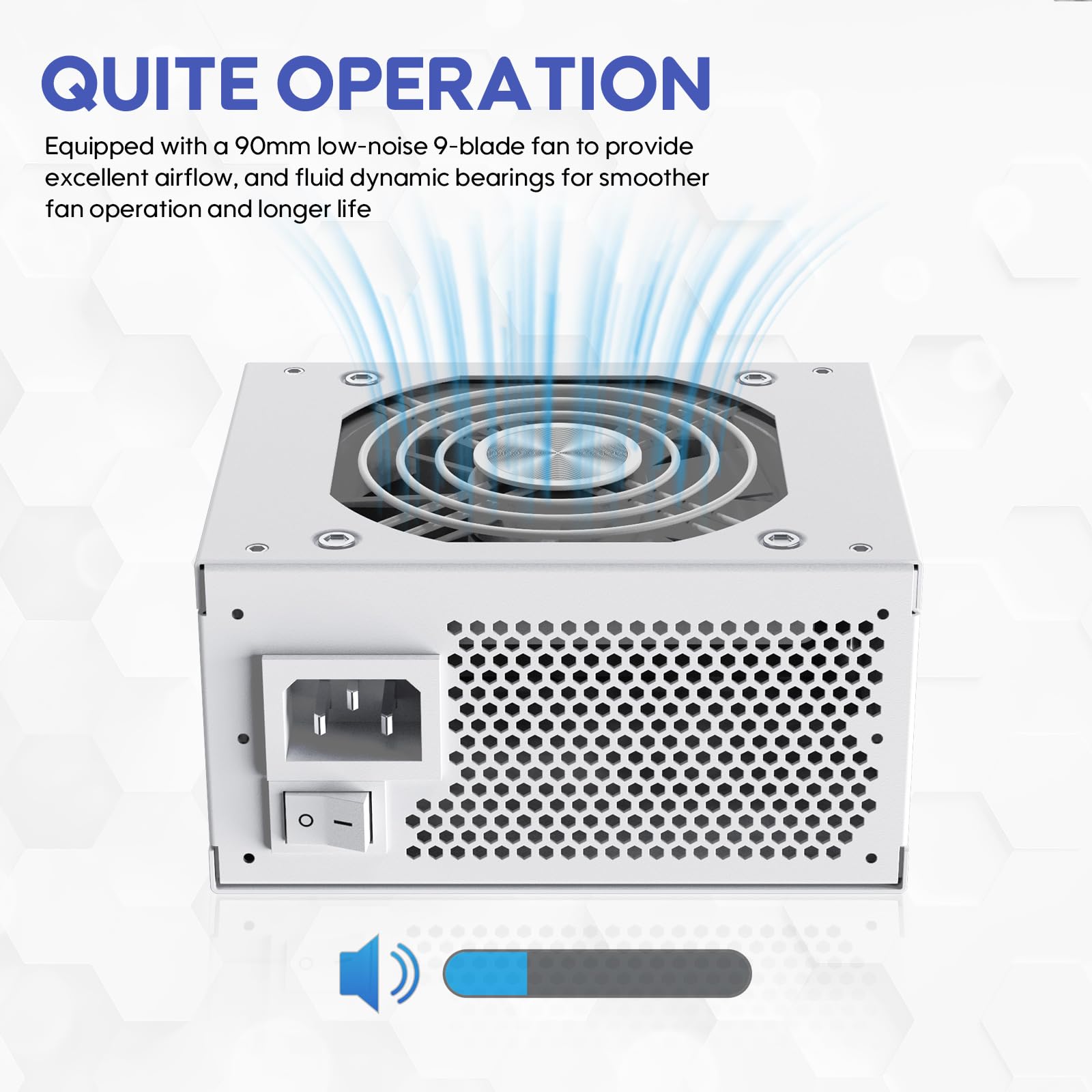 Vetroo 850W SFX Power Supply ATX 3.1 & PCIE 5.1 Ready, 80 Plus Gold Certificate Fully Modular, 90mm FDB Fan for Low-Noise Operation, SFX-to-ATX Bracket, 10-Year Warranty - White — view 3