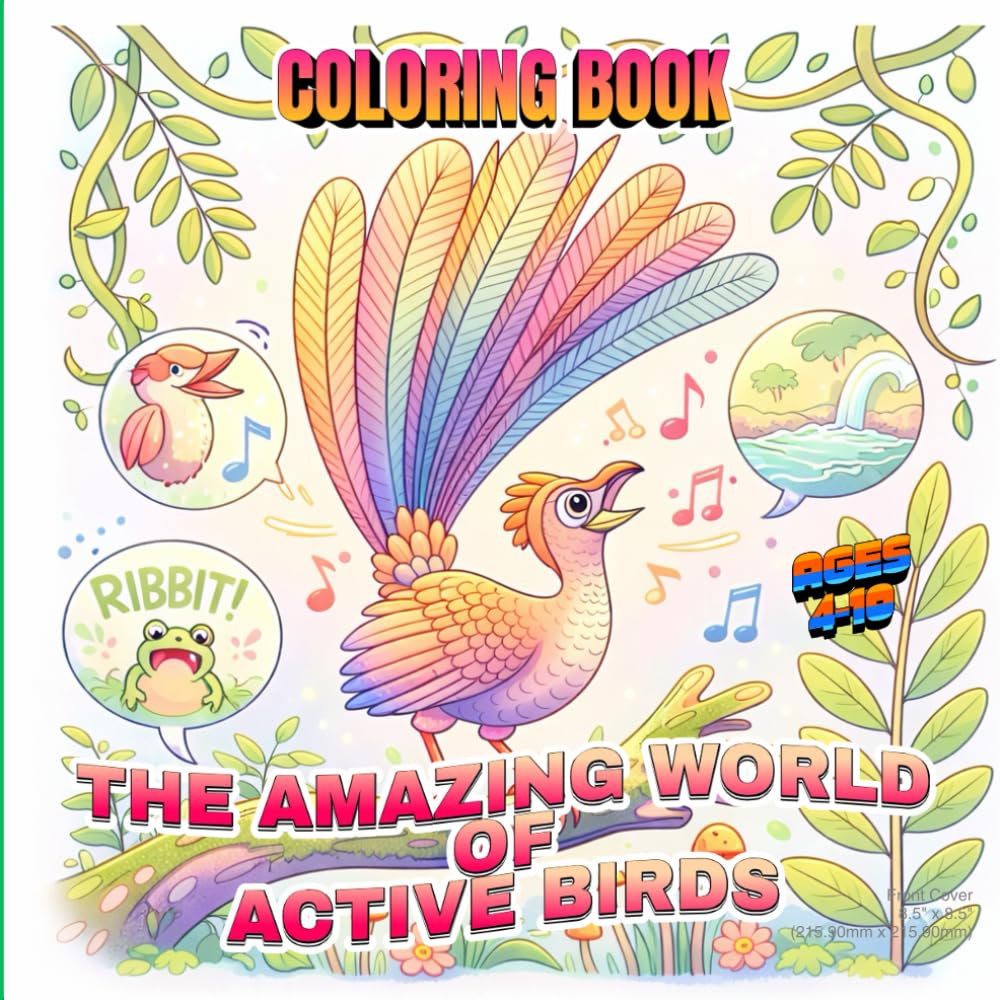The Amazing World of Active Birds: Learn to Color with Guides or Go Wild! A Fun Activity Book with Penguins, Parrots, Flamingos, and More