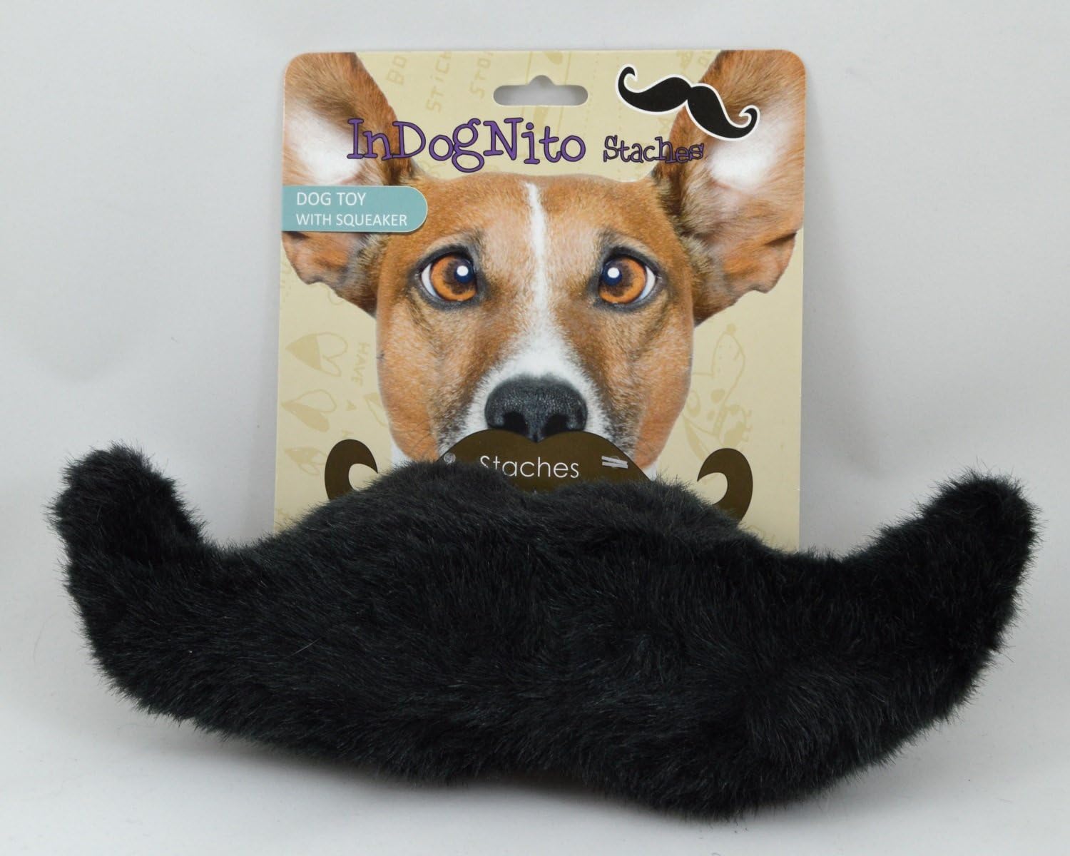 Handlebar Mustache Squeaker Dog Toy - Large (10 Inches) Color: Black