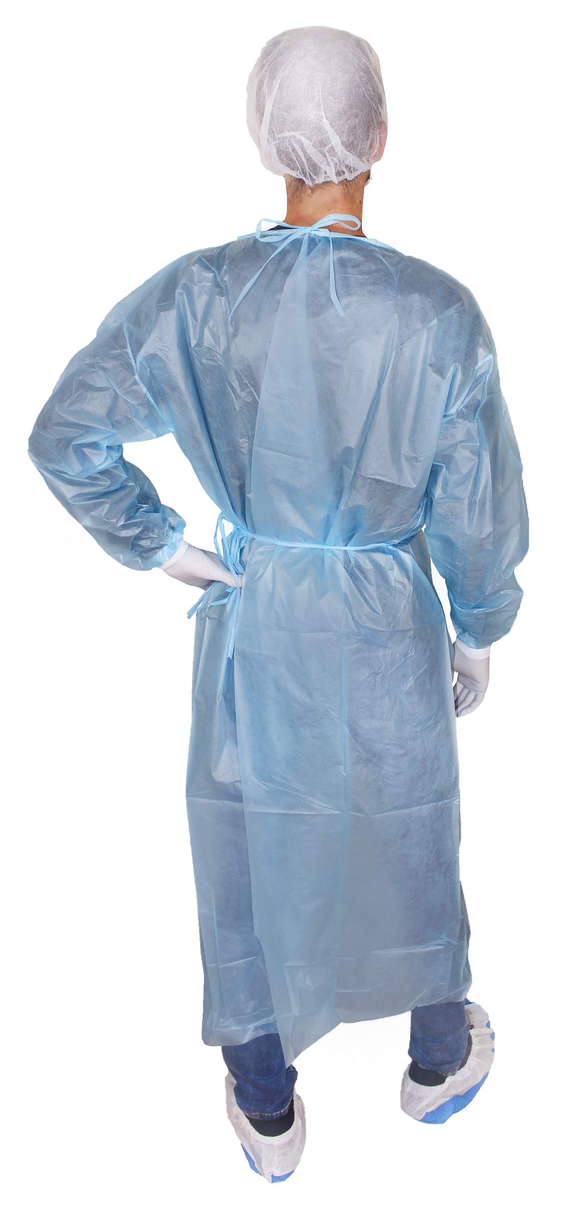 Medi-Inn - Camice di protezione in PP con polsini in maglia | non sterile anti-infezione con rivestimento completo in PE | 139 x 139 cm, blu, 100 pezzi