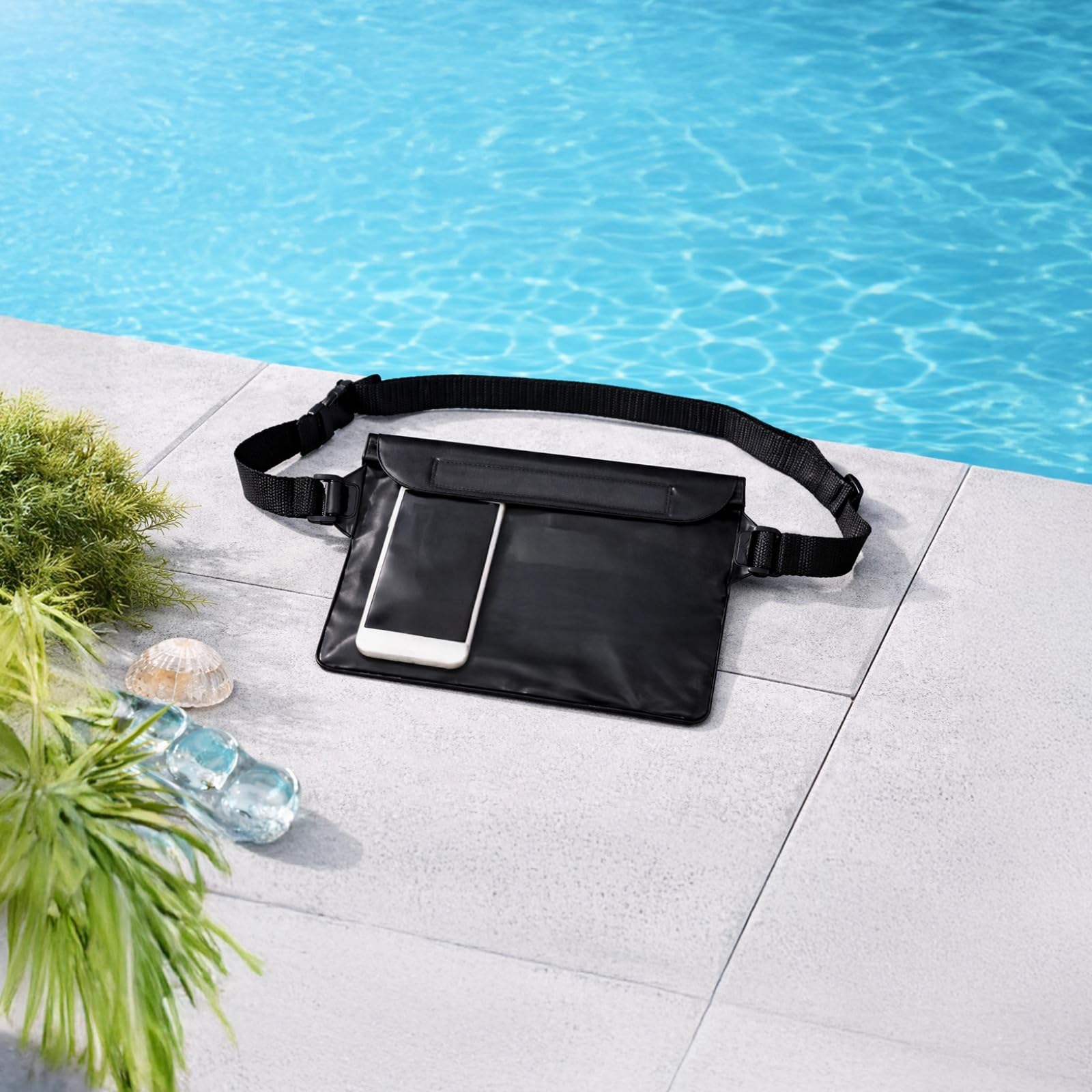 10 Pochettes étanches pour téléphone, lot Noir Type Banane, fenêtre Tactile, 22 x 17 cm, Pochette sèche pour Smartphone sous l'eau, Ceinture réglable pour Natation, Bateau, Plage, Kayak