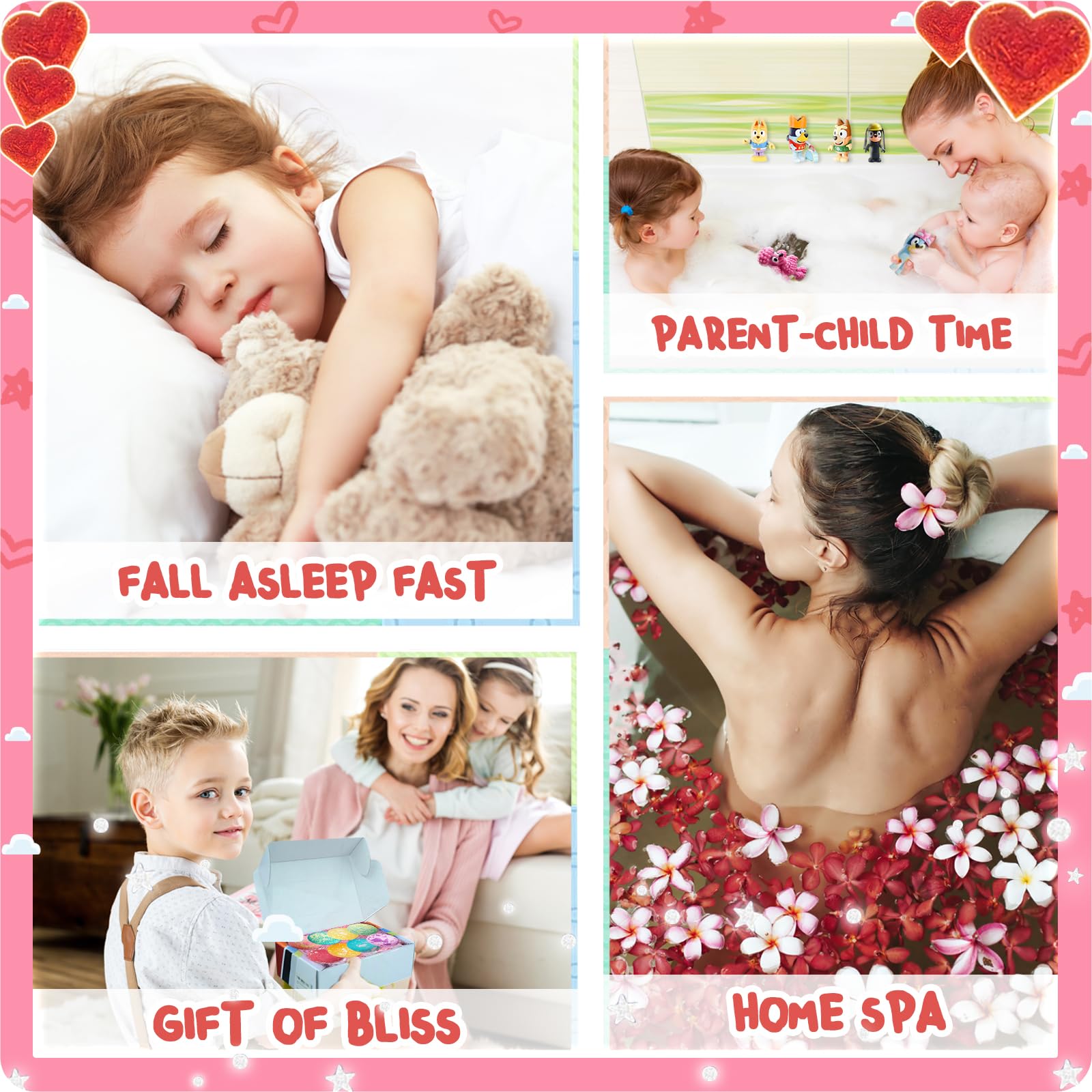 Bath Bombs for Kids: XXL Bath Bombs with Surprise Inside, Organic Bath Bombs Rich in Natural Essential Oils, Kids Bath Bombs Gift Set for Dry Skin Moisturize, Gifts Card for Kids (6 Pcs)