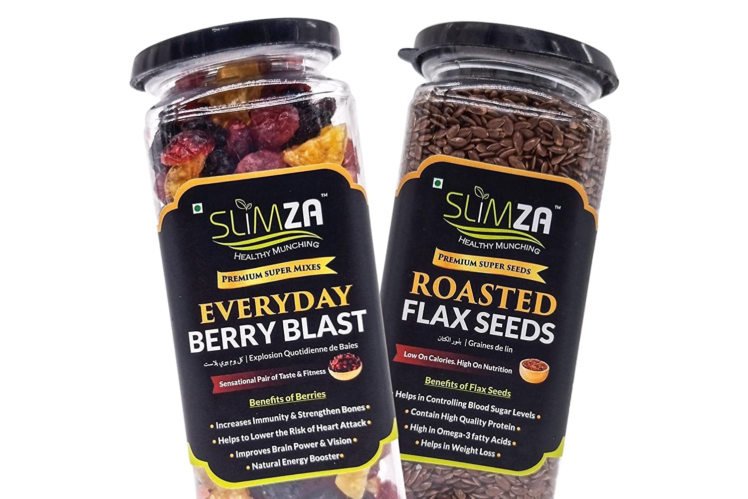 Slimza Premium Mom's Supermix (410gm) | Everyday Berry Blast & Roasted Flax Seeds | Dried Blackberry Cranberry Goldenberry Grapes Blackcurrant Kiwi | High Protein, Fiber | Weight Loss (Pack of 2 (410gm))