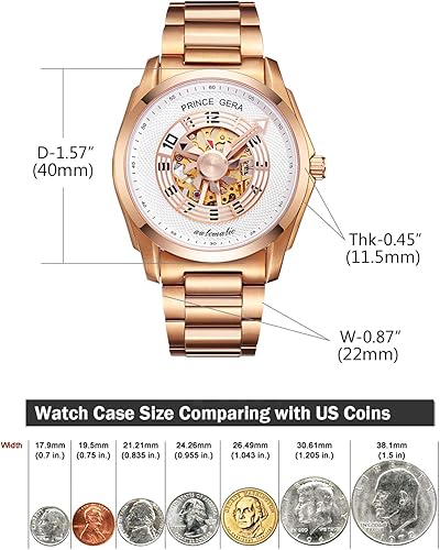 Miniatura 5 de BINLUN Prince GERA - Reloj de pulsera para hombre, mecánico, de acero inoxidable, impermeable, esqueleto automático, para hombre, serie Aeroengine