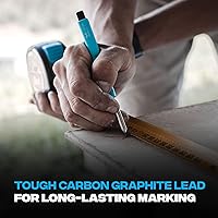 Vista 3 de OX Tools Tuff - Recambios de plomo para lápices de carpintero de marcado de carbono de 0.113 in – Paquete de 10 repuestos de grafito resistentes a