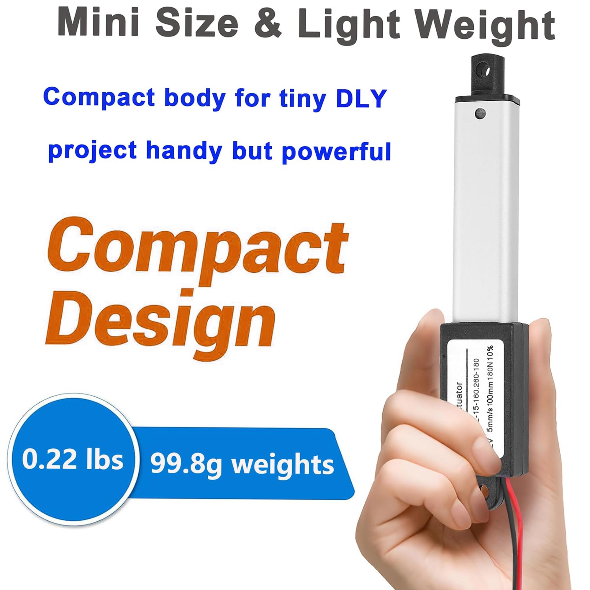 4" Stroke 12V Mini Linear Actuator,180N Waterproof Mini Electric Actuator — Amazon image 5