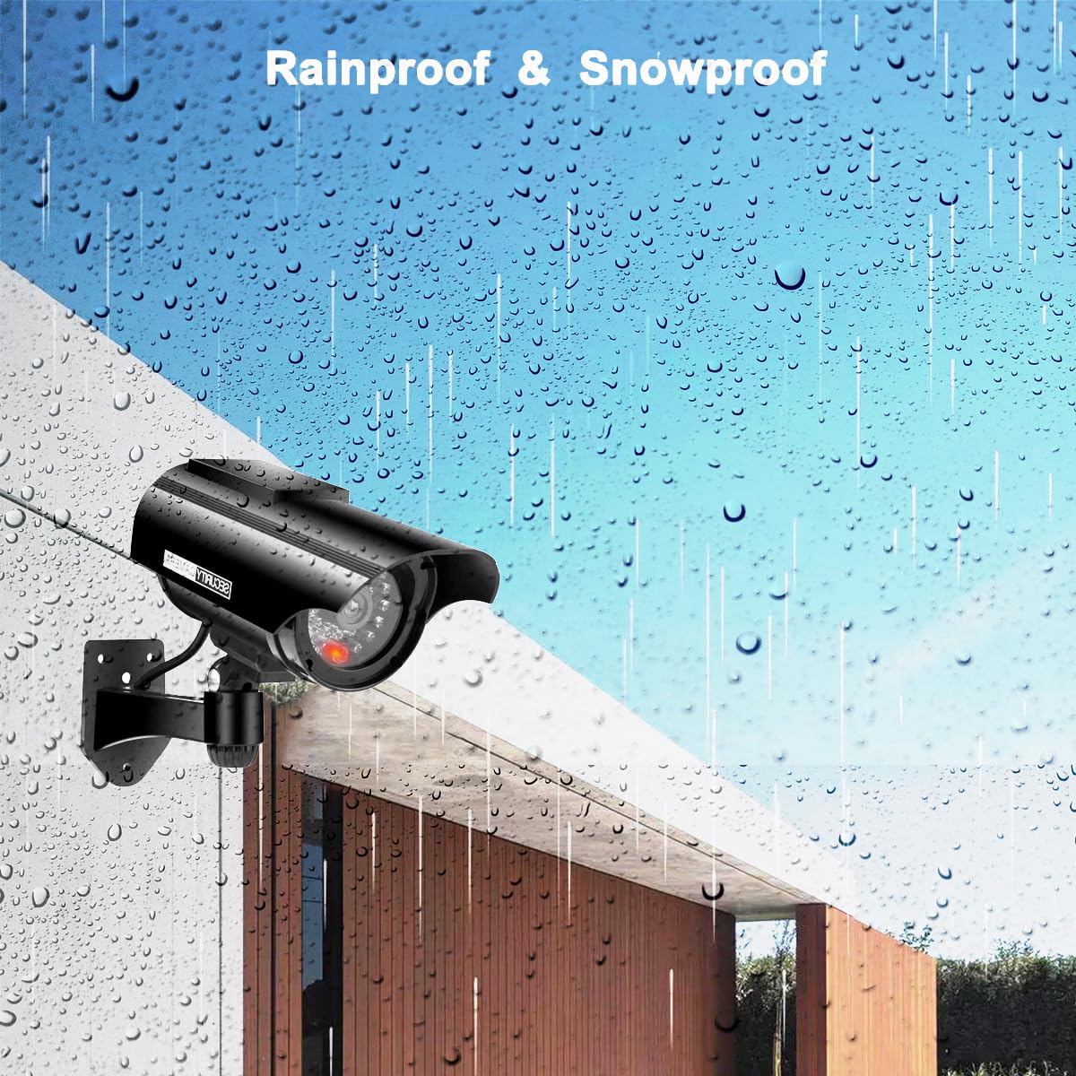 Cámara Ficticia CCTV con Energía Solar Cámara de Vigilancia Falsa Ficticia, Cámara de Vigilancia CCTV Falsa Realista con LED Parpadeante, para Interior y Exterior (Negro-2)
