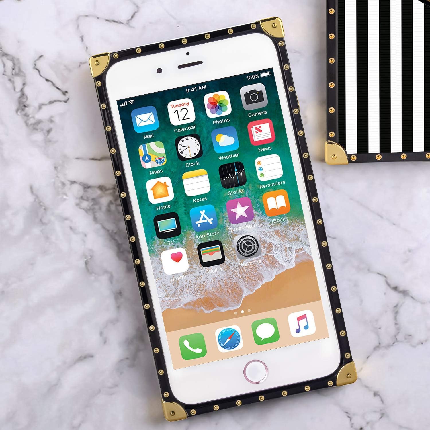 Square Case for iPhone 7 Plus iPhone 8 Plus Case Leopard Lips Luxury Elegant Soft TPU Shock Protection Case Cover for iPhone 7 Plus/8 Plus 5.5 Inch