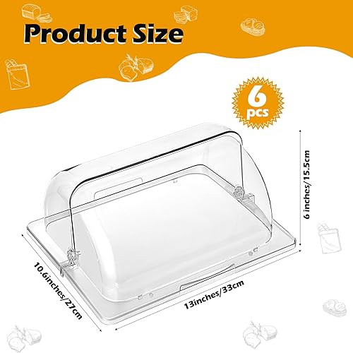 Miniatura 2 de Paquete de 6 cubiertas transparentes para platos de tamaño completo, cubierta enrollable para bandeja de panadería, cubierta de plástico
