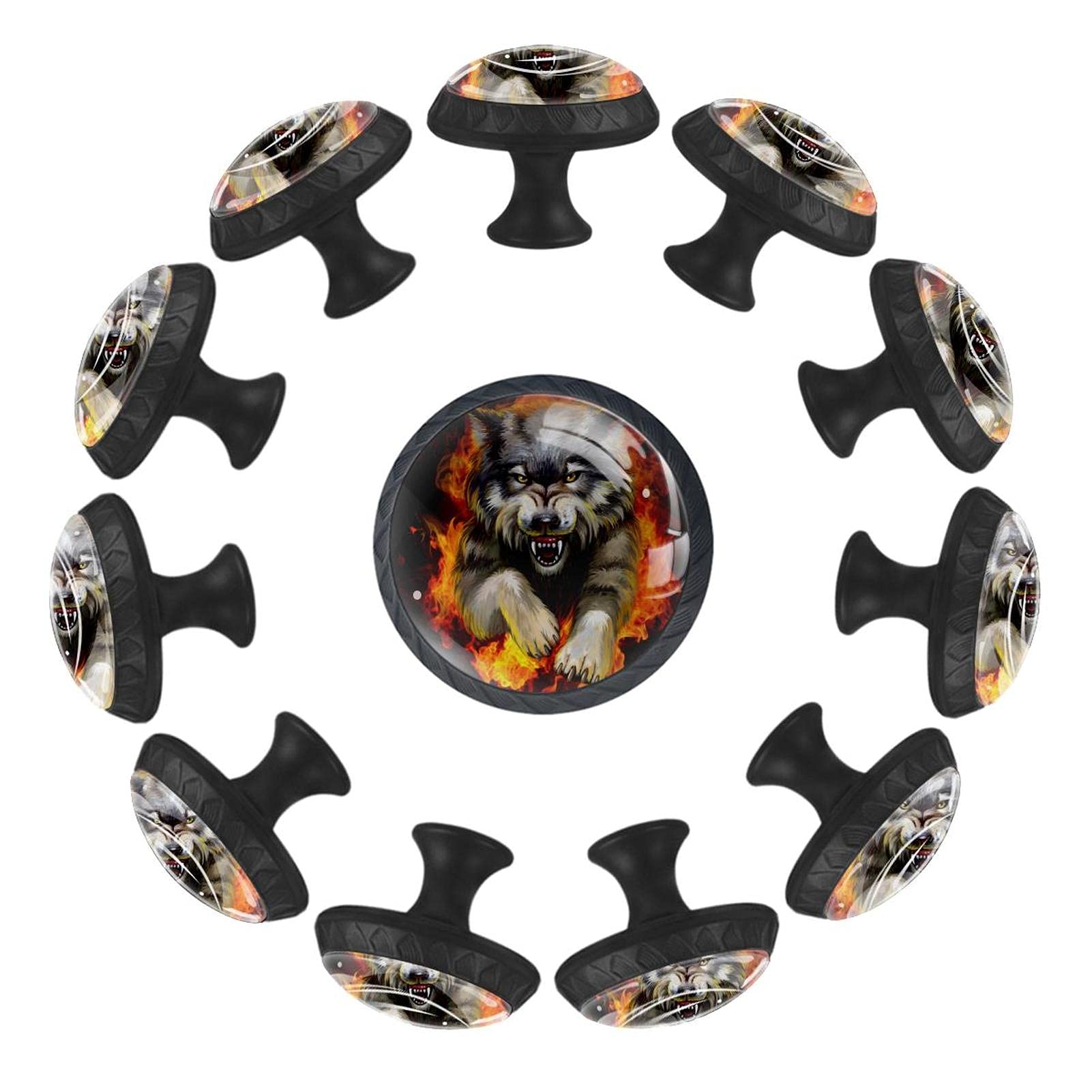 Boutons de tiroir ronds 35 mm Wolf Fire lot de 12 pour commode