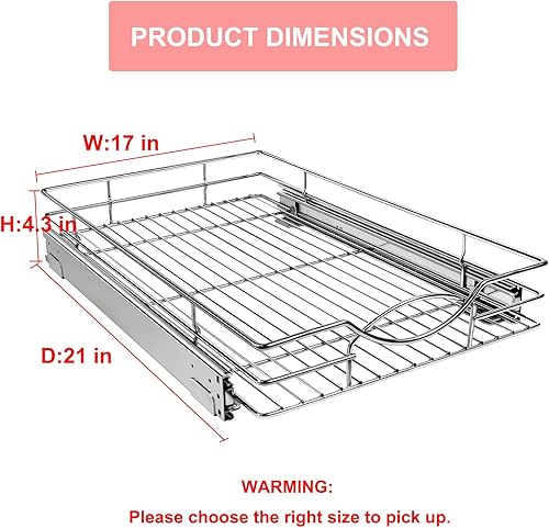 Miniatura 2 de Sikarou Organizador de gabinete extraíble de 17 pulgadas de ancho x 21 pulgadas de profundidad, estantes extraíbles de gabinete de cocina