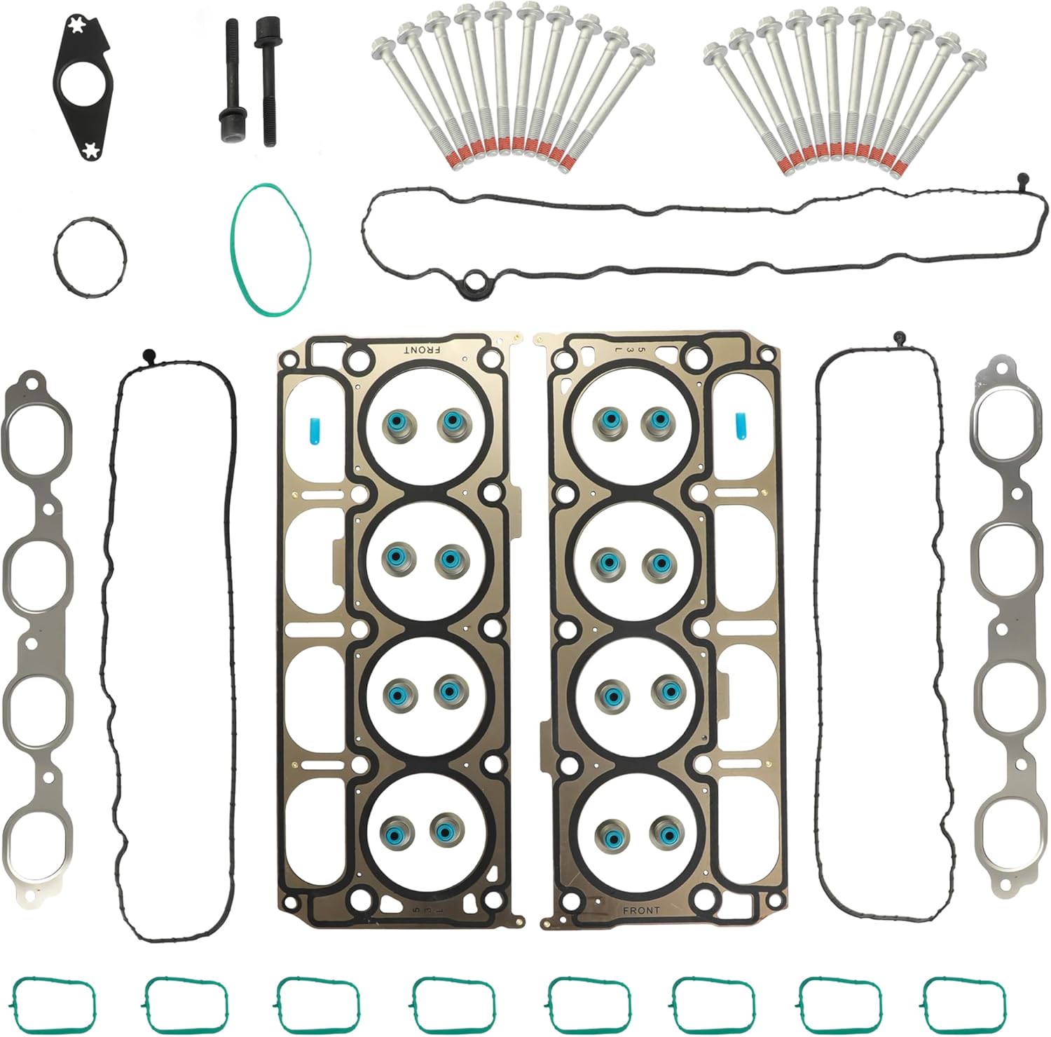 5.3 Cylinder Head Gasket Set With Head Boits & Intake/Exhaust Manifold Fit For Chevrolet Silverado 1500 Suburban Tahoe For GMC Sierra 1500 Yukon 5.3L 2014-2021 Replace #HGS4308 17122490 12698945