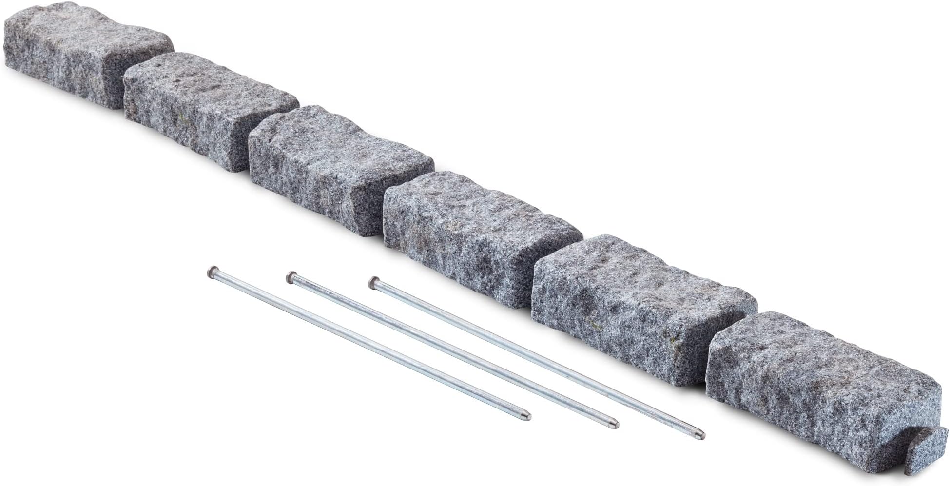 Beuta Landscape Edging | Garden Edging Border | Faux Stone Bricks for Lawn Edging, Flower beds, Pathways & Yard Edging– 1 Pack | Each Section Has 6 Bricks 48" L x 4" W x 2.25" H | 3 Spikes |Greystone